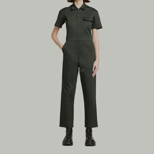 Rivet Utility Worker Jumpsuit Womens Small Green Short Sleeve Stretch Coveralls